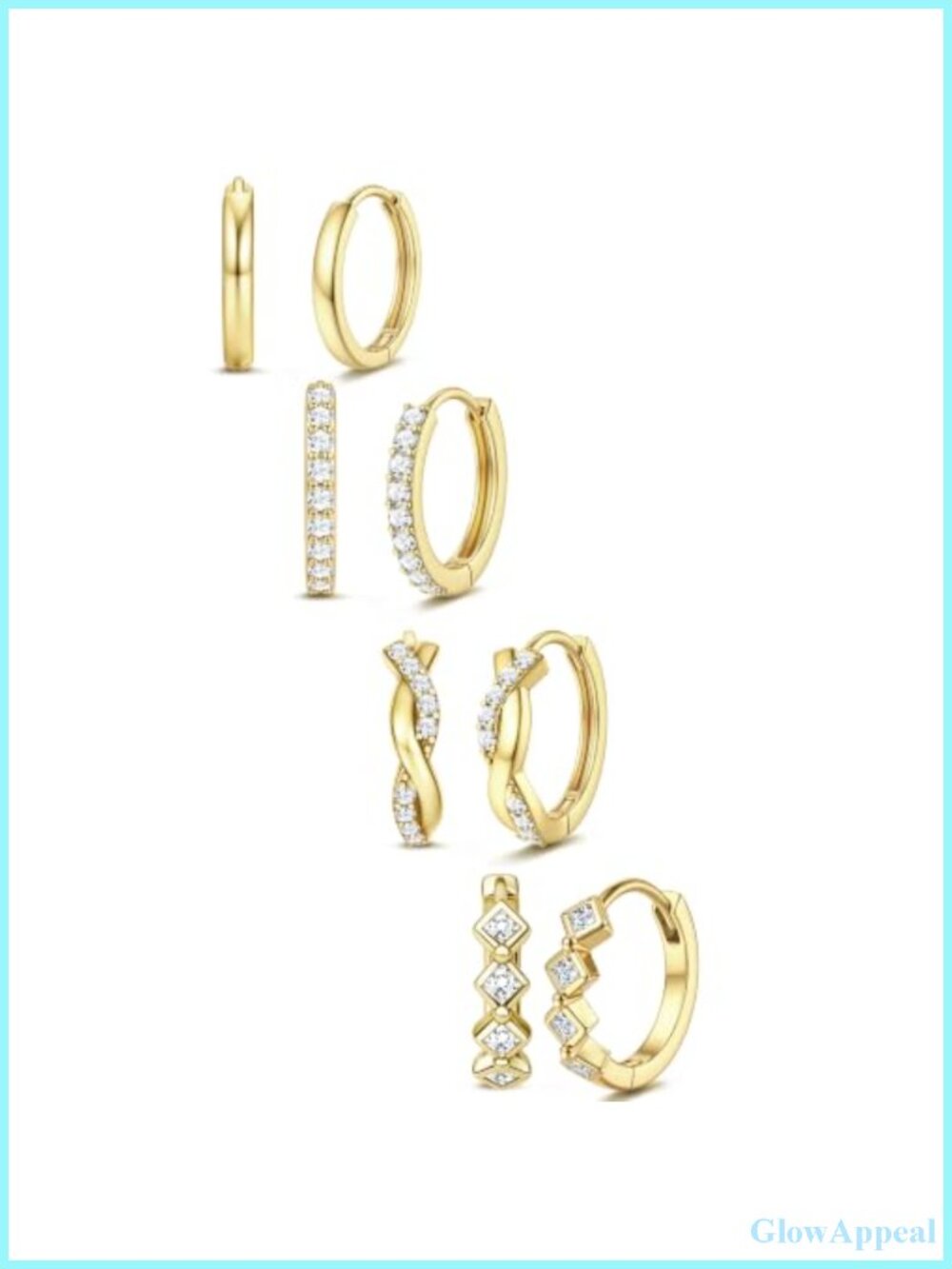 4 Pair Gold Plated Huggie Hoop Earrings Set for Women Hypoallergenic Surgical